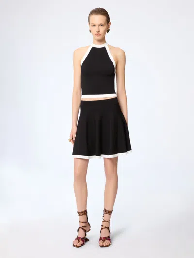 Nina Ricci Black Mini Knit Skater Skirt