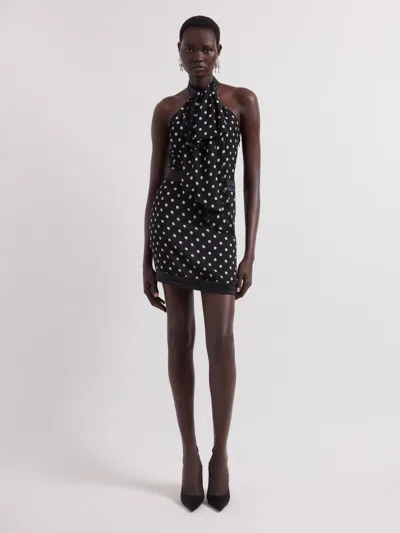 Nina Ricci Black Polka Dots Halterneck Mini Dress