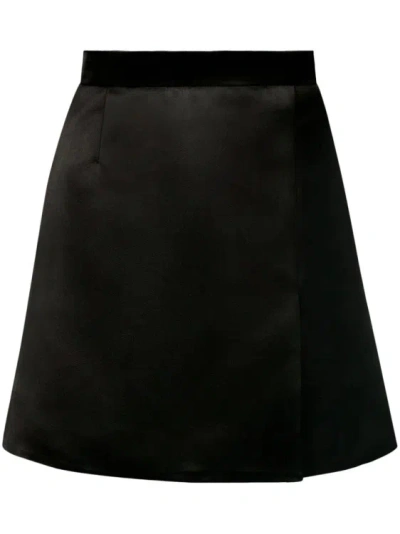 Nina Ricci A-line Satin Skirt In Black
