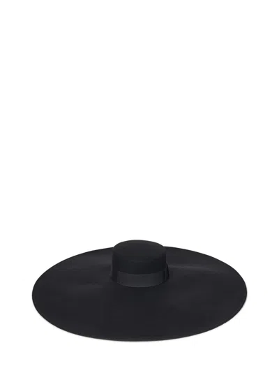 NINA RICCI NINA RICCI BLACK WOOL FELT CAPELINE HAT