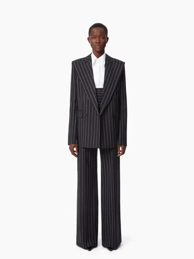 Nina Ricci Pinstripe Virgin Wool Blazer In Black