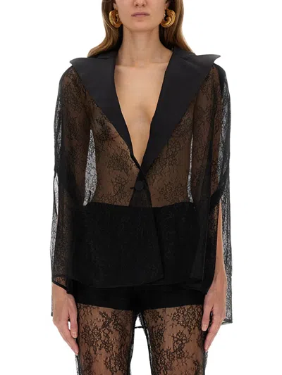 Nina Ricci Blazer Inspired Lace Cape In Black
