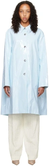 Nina Ricci High-shine Buttoned Car Coat In U4477 Sky Blue