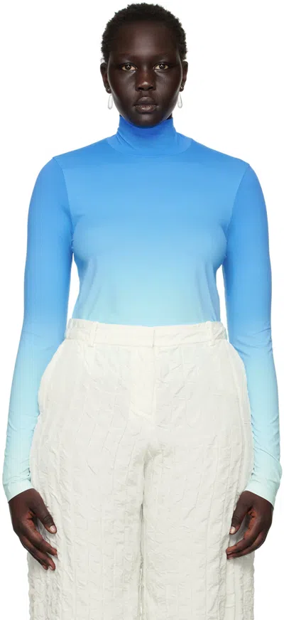 Nina Ricci Blue Color Fade Turtleneck In I4033 Blue Gradient
