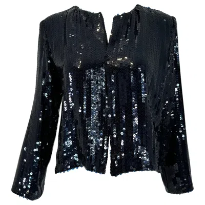 Pre-owned Nina Ricci Blue Sequin Blue Silk Open Front Evening Jacket Unworn With Tags 36