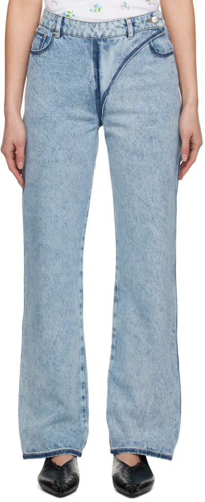 Nina Ricci Blue Washed-out Jeans In U4439 Washed-out Den
