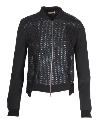 Nina Ricci Bouclé Zipped Jacket In Black Mohair