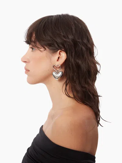 Nina Ricci Heart Charm Earrings Tu In Metallic