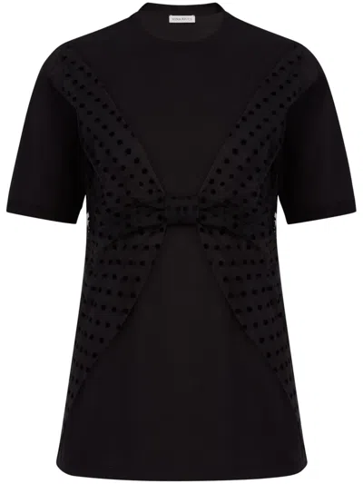 Nina Ricci Bow-detail Cotton T-shirt In Black