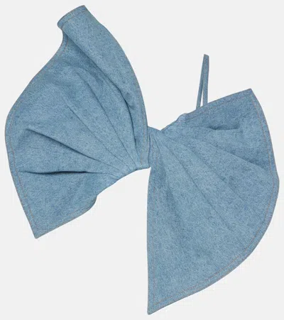 NINA RICCI BOW-DETAIL DENIM TOP