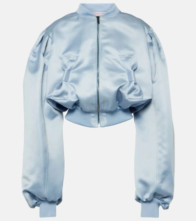 Nina Ricci Bow-detail Satin Bomber Jacket In Blue