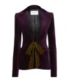 Nina Ricci Plum Velvet Tailored Blazer Bow In Purple