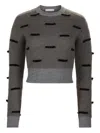 Nina Ricci Bow-embellished Mohair Sweater In Gray