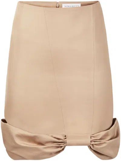 Nina Ricci Bow Peplum Mid Skirt In Neutrals
