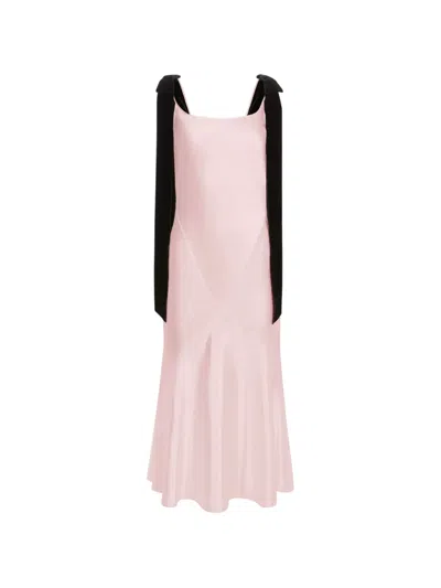 Nina Ricci Bow-detail Satin Midi Dress In Pink