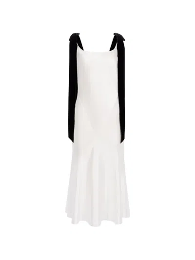Nina Ricci Bow-detail Satin Midi Dress In White