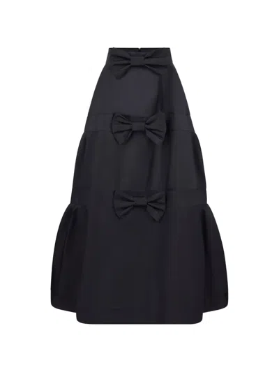 Nina Ricci Bow-embellished Tiered Maxi Skirt In Black