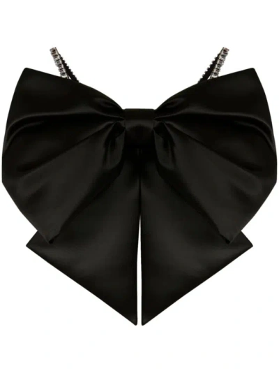 Nina Ricci Bow-detail Crystal-embellished Crop Top In Black