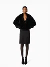 Nina Ricci Boxy Faux Fur Coat In Black