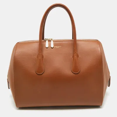 Pre-owned Nina Ricci Brown Leather Zip Boston Bag