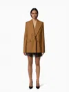 Nina Ricci Brown Tobacco Double-breasted Blazer In Brown
