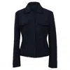 Nina Ricci Buttoned Jacket In Wool Tweed In Blue