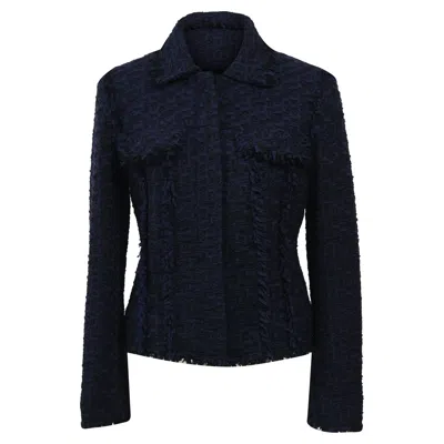 Nina Ricci Buttoned Jacket In Wool Tweed In Blue