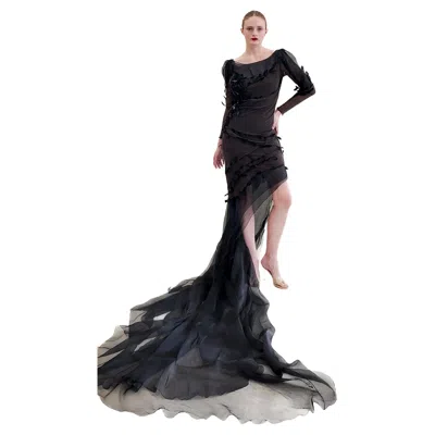 Pre-owned Nina Ricci By Olivier Theyskens Spring 2009 Brown Feather Gown
