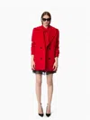 Nina Ricci Cashmere And Wool Peacoat In Red