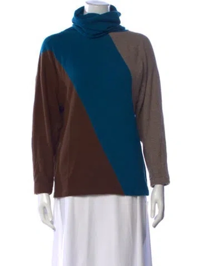 Pre-owned Nina Ricci Cashmere Colorblock Pattern Sweater In Blue