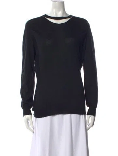 Pre-owned Nina Ricci Cashmere Crew Neck Sweater In Black