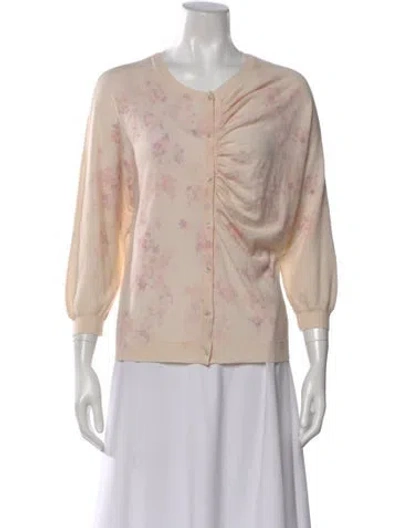 Pre-owned Nina Ricci Cashmere Floral Print Sweater In Neutral