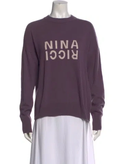 Pre-owned Nina Ricci Cashmere Graphic Print Sweater In Purple