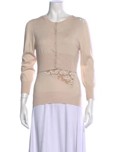 Pre-owned Nina Ricci Cashmere Lace Pattern Sweater In Neutral