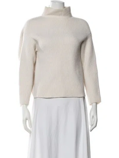 Pre-owned Nina Ricci Cashmere Turtleneck Sweater In White