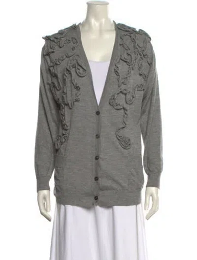 Pre-owned Nina Ricci Cashmere V-neck Sweater In Gray