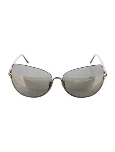 Pre-owned Nina Ricci Cat-eye Mirrored Sunglasses In Gold