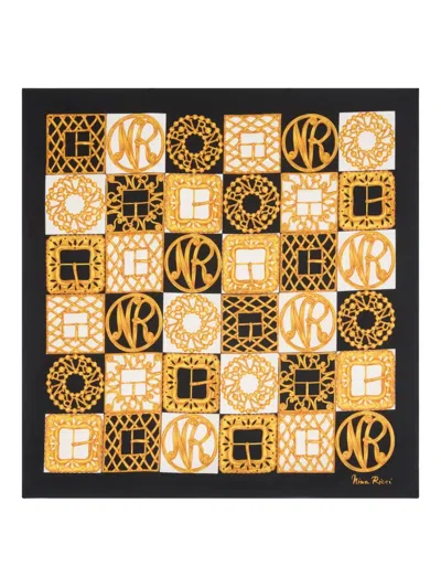 Nina Ricci Checkered Silk Scarf In Multi