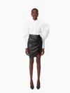 Nina Ricci Womens Ruched-front Asymmetric Mini Leather Skirt Noir