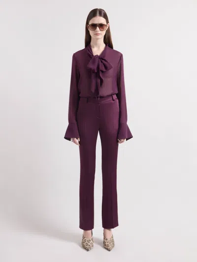 Nina Ricci Chemise Lavallière En Soie Bordeaux In Violet