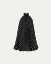 Nina Ricci Peplum-hem Halterneck Mini Dress In I9072 Polka Dots Black And Cream