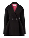 Nina Ricci Cinched Waist Coat In Wool In Black