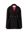 Nina Ricci Cinched Waist Coat In Wool In Black