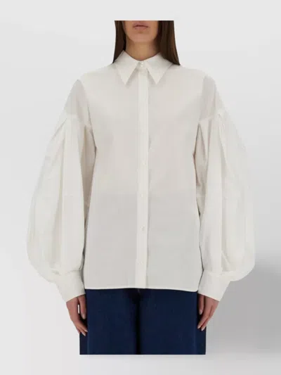 Nina Ricci Collared Shirt Puff Sleeves In White