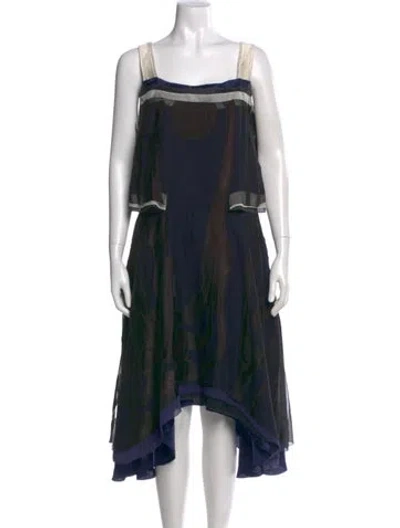 Pre-owned Nina Ricci Colorblock Pattern Midi Length Dress W/ Tags In Black