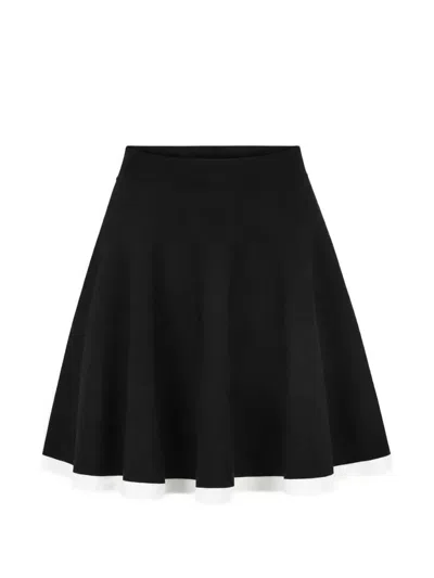 Nina Ricci Contrasted-knit Skater-cut Mini Skirt In Black