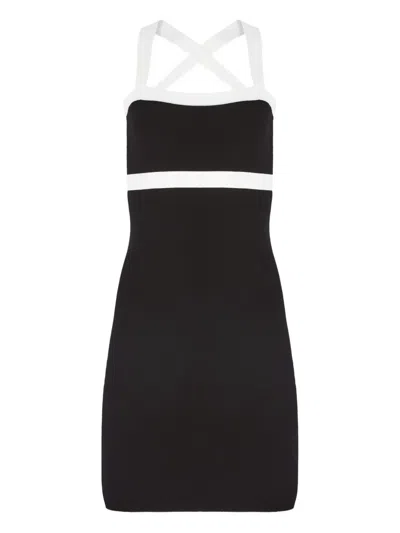 Nina Ricci Contrasting-knit Mini Dress In Black