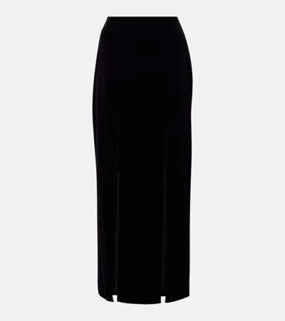 Nina Ricci Cotton Velvet Maxi Skirt In Black