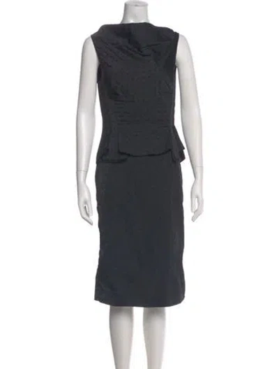 Pre-owned Nina Ricci Cowl Neck Midi Length Dress In Gray