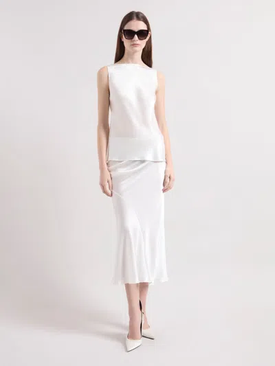 Nina Ricci Cream Halterneck Silk Satin Top In White